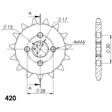 Pignon Supersprox PSBCst-253:15 50-13001-15 Jtf253.15