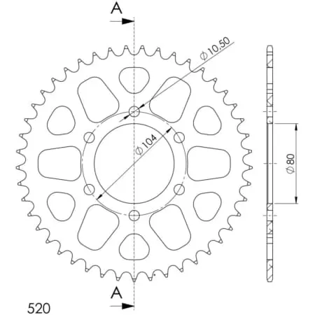 Couronne Supersprox Alu Ral-478:45-Blk