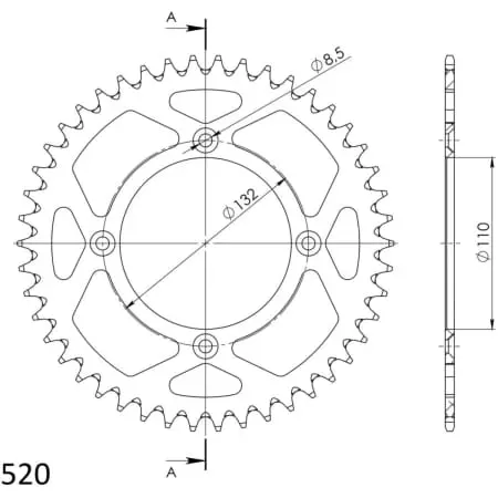 Couronne Supersprox Alu Ral-1072:46-Blk 51-32243-46Bp
