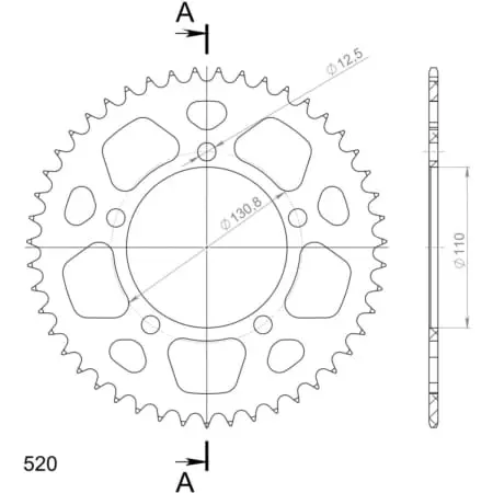 Couronne Supersprox Alu Ral-7_520:47-Blk