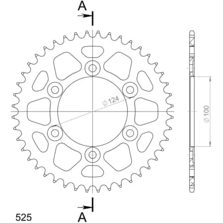 Couronne Supersprox Alu Ral-745:44 Blk 51-29021-44
