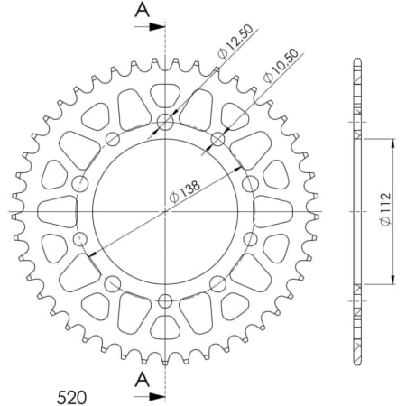 Couronne Supersprox Alu Ral-1303:44-Blk