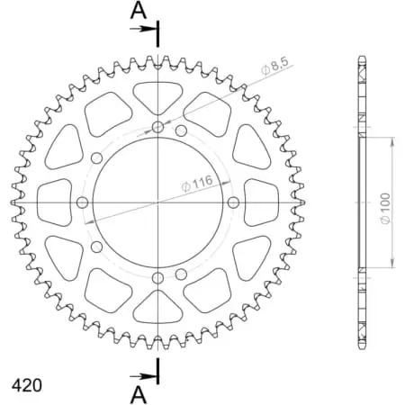 Couronne Supersprox Alu Ral-457:54 Noir