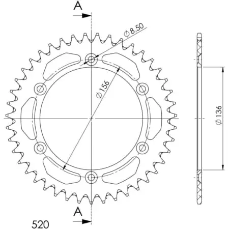Couronne Supersprox Alu - Ral_1512_42_Blk