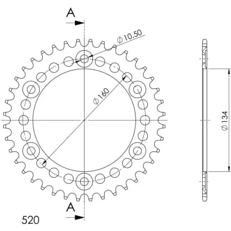 Couronne Supersprox Alu Ral-1308:40-Blk