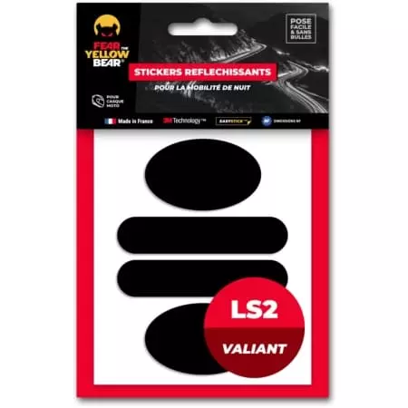 Stickers Réfléchissants Casque Fear The Yellow Bear Replica LS2 Valiant Noir