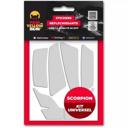 Stickers Réfléchissants Casque Fear The Yellow Bear Replica SCORPION EXO Kit Universel Blanc