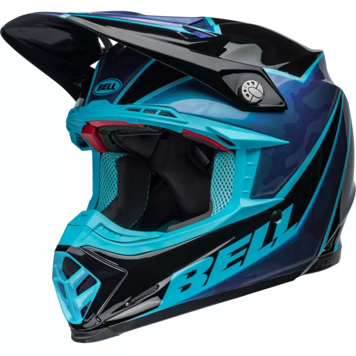 Casque Cross Bell Moto-9S Flex Sprite Noir Brillant Bleu