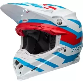 Casque Cross Bell Moto-9S Flex Banshee Blanc Brillant Rouge