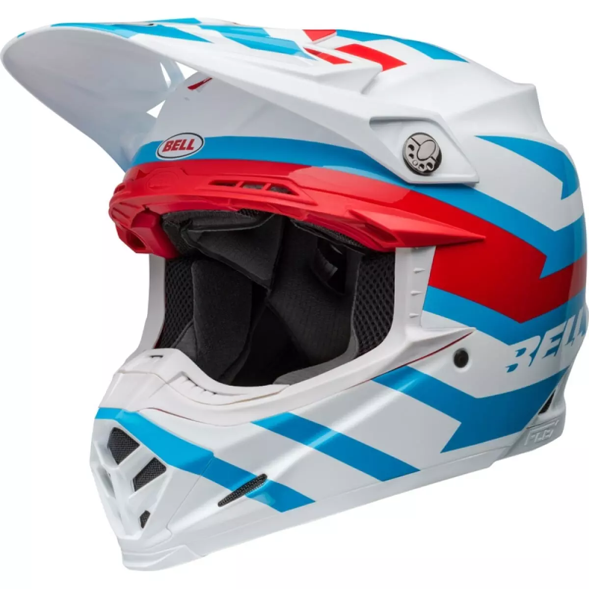 Casque Cross Bell Moto-9S Flex Banshee Blanc Brillant Rouge