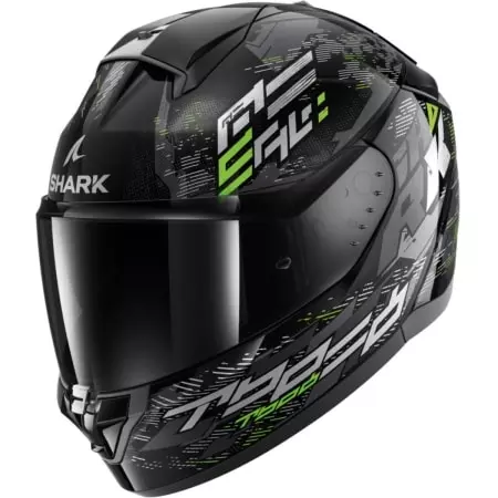 Casque Shark Ridill 2 Molokai Noir Argenté Vert - Casque Intégral SHARK