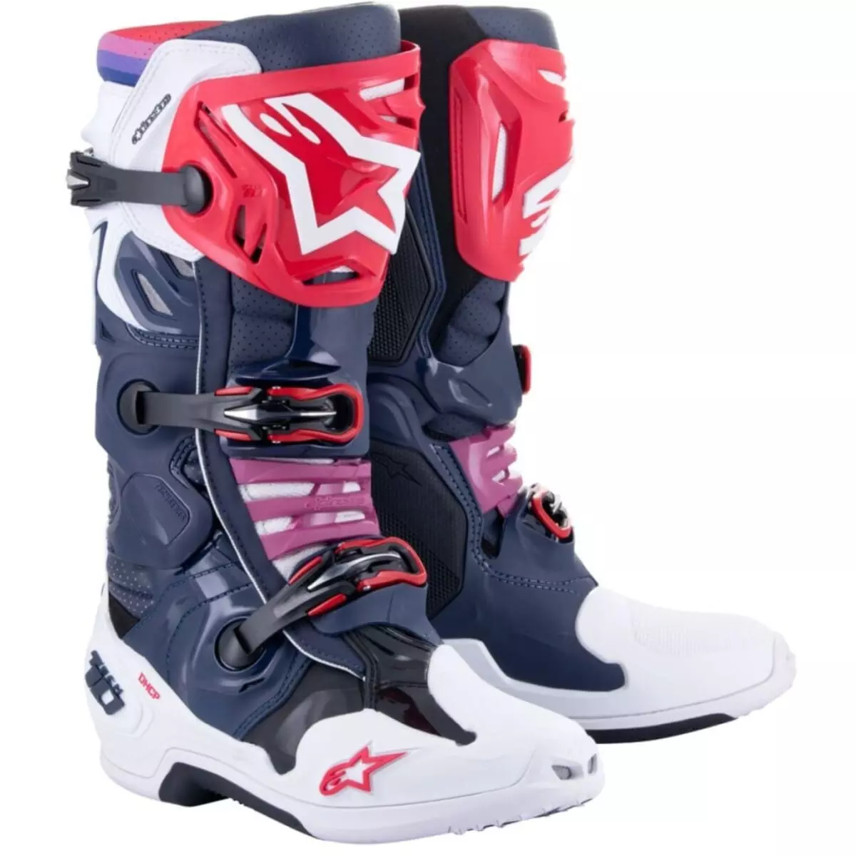 Bottes Alpinestars Tech 10 Supervented Noir Navy Blanc Rainbow