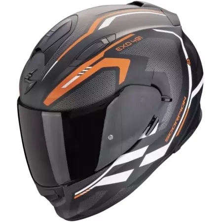 Casque Scorpion Exo-491 Kripta Noir Mat Orange Blanc - Casque Intégral SCORPION
