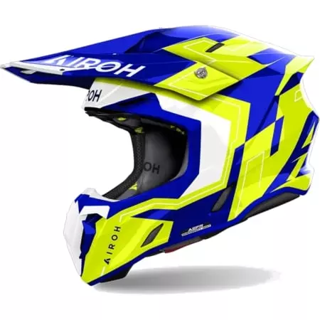 Casque Cross Airoh Twist 3 Dizzy Bleu Jaune Brillant