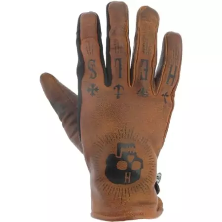 Gants Helstons Kustom Burning Skull Hiver Marron