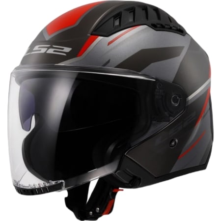 Casque LS2 OF600 Copter II Diston Gris Rouge