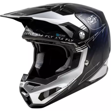Casque Cross Fly Racing Formula Smart Carbon Legacy Bleu Carbone Argent - Casque Cross FLY RACING