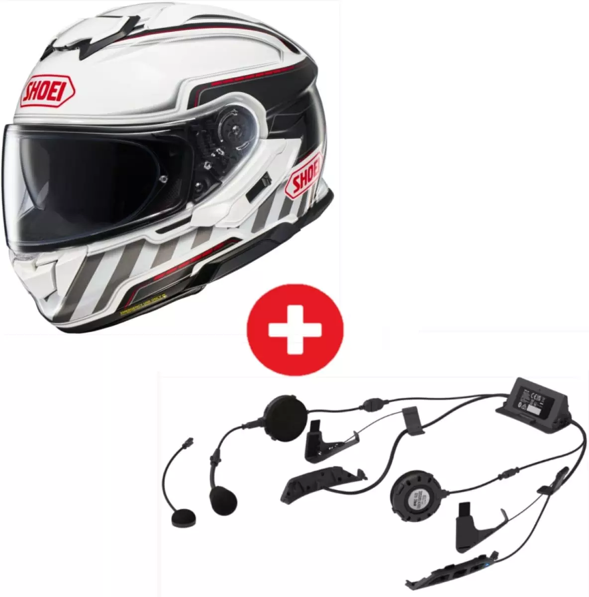 Pack Casque Shoei GT-Air 3 Discipline TC-6 Blanc Noir + Intercom Sena ...