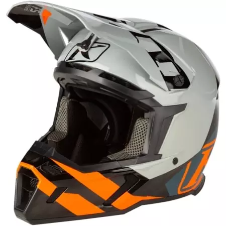 Casque Cross Klim F5 Koroyd Carbon Gris Clair Orange - Casque Cross KLIM