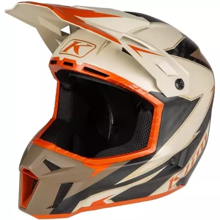 Casque Cross Klim Carbon F3 Beige Orange - Casque Cross KLIM