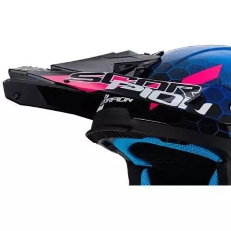 Casquette De Casque Cross Scorpion Vx 21 Air Xagon Bleu Jaune Fluo Rose