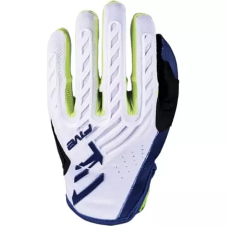 Gants Cross Enfant Five MXF3 Evo Kid Blanc Bleu Jaune Fluo