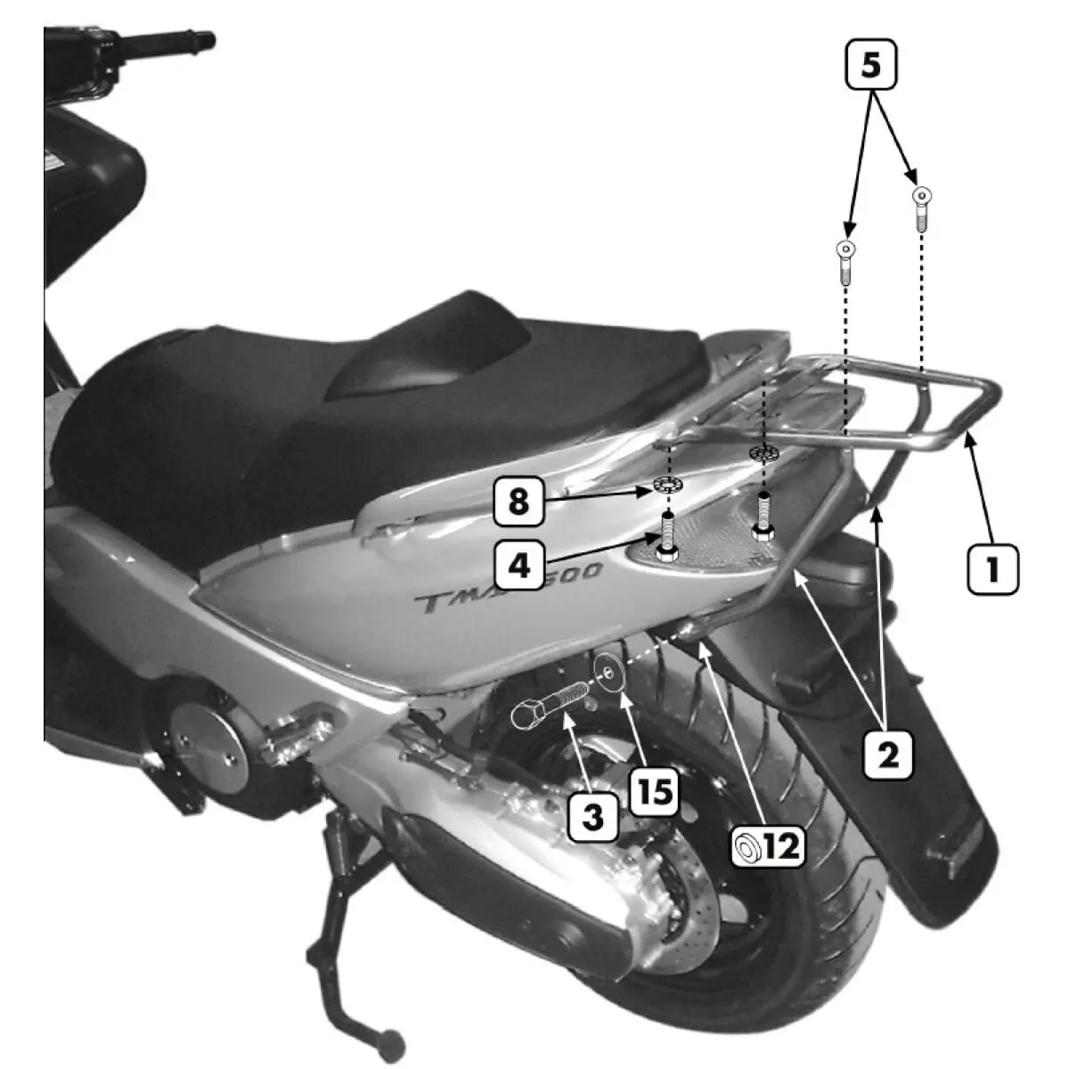 Support Top Case Kappa KR45 Pour Yamaha T-Max 500