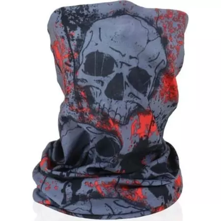 Tour De Cou Harisson Imprimé Ink Skulls Gris Orange Fluo