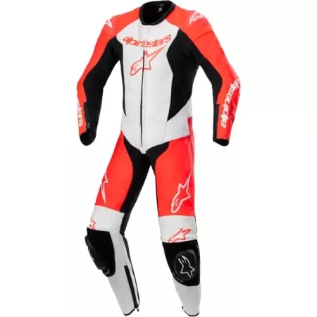Combinaison 1 Pièce Enfant Alpinestars GP Plus V2 Leather Rouge Fluo Blanc Noir