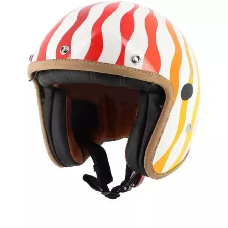 Casque Helstons Flower Carbon Blanc Orange Rouge