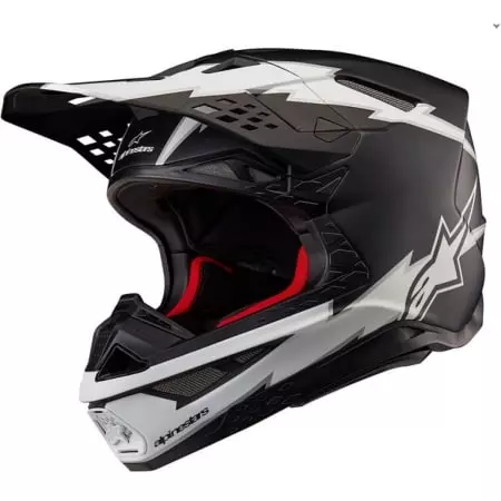 Casque Cross Alpinestars Supertech SM10 Ampress Noir Blanc Mat