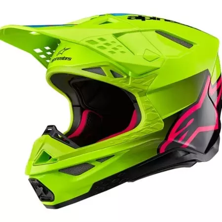 Casque Cross Alpinestars Supertech SM10 Unite Jaune Fluo Noir Rose Brillant