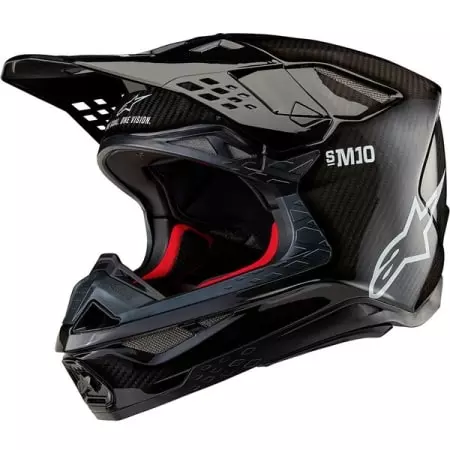 Casque Cross Alpinestars Supertech SM10 Solid Noir Brillant Carbone