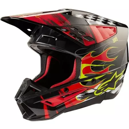 Casque Cross Alpinestars SM5 Rash Gris Foncé Rouge Brillant