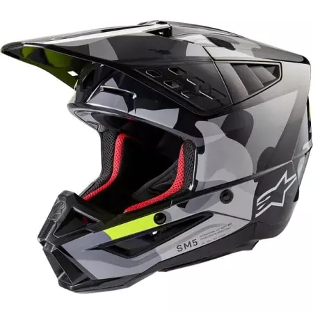Casque Cross Alpinestars SM5 Rover 2 Gris Foncé Jaune Fluo Brillant