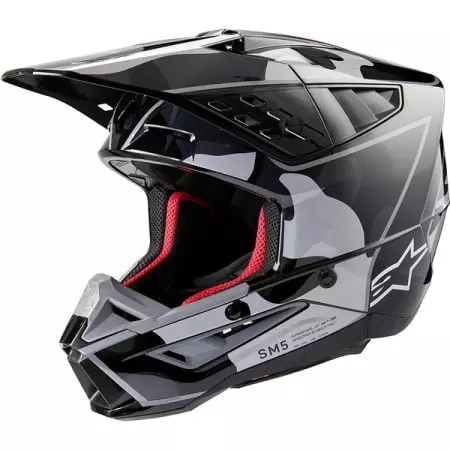 Casque Cross Alpinestars SM5 Rover 2 Noir Argent Brillant