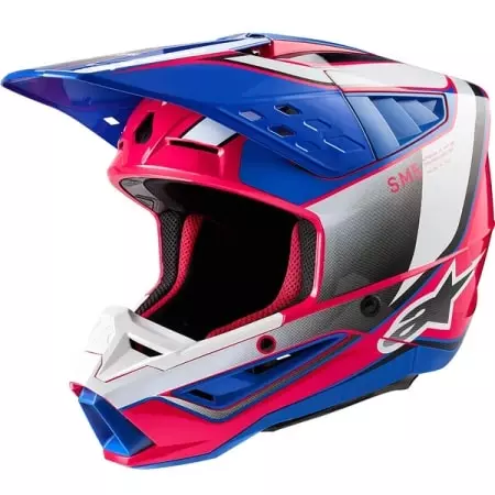 Casque Cross Alpinestars SM5 Sail Blanc Rose Bleu Brillant