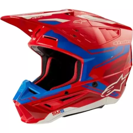 Casque Cross Alpinestars SM5 Action 2 Rouge Bleu Brillant