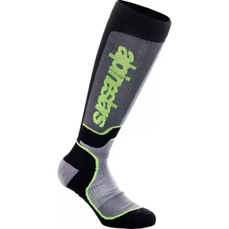 Chaussettes Cross Alpinestars MX Plus Noir Gris Jaune Fluo
