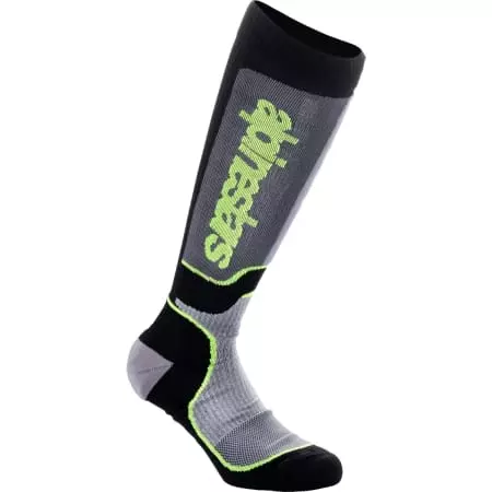 Chaussettes Enfant Cross Alpinestars MX Plus Noir Gris Jaune Fluo