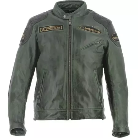 Blouson Helstons Trevor Cuir Rag Vert Noir