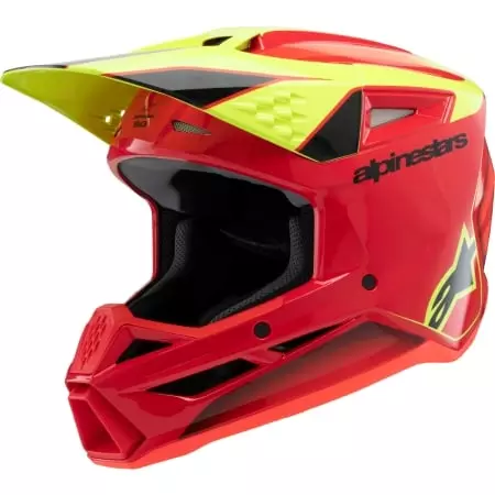 Casque Cross Enfant Alpinestars SM3 Fray Rouge Jaune Fluo Noir Brillant - Casque Cross ALPINESTARS