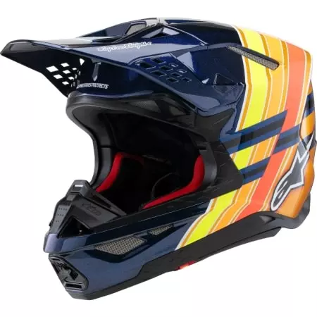 Casque Cross Alpinestars Supertech SM10 X TLD Edition 25 Noir Bleu Orange Jaune Fluo Rouge Brillant