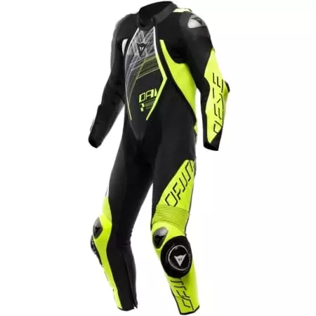 Combinaison 1 Pièce Dainese Audax D-Zip Perf. Noir Jaune Fluo Blanc