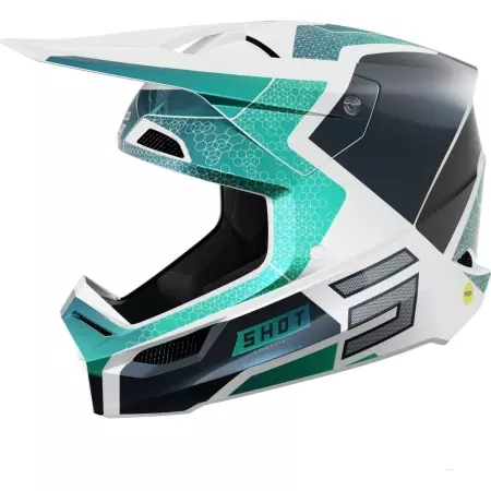 Casque Cross Shot Race Phaser Turquoise Noir Blanc - Casque Cross SHOT