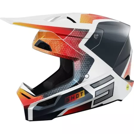 Casque Cross Shot Race Phaser Orange Noir Blanc - Casque Cross SHOT