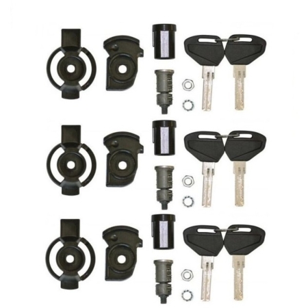 Kit 3 Barillets Serrures Sécurité Kappa Noir pour Valise et Top Case