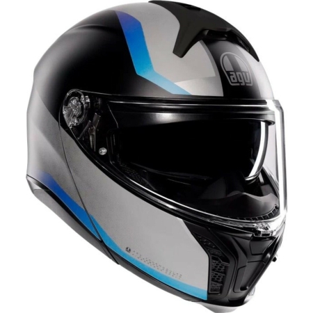 Casque AGV Tourmodular Multi Mplk Stray Noir Mat Gris Bleu