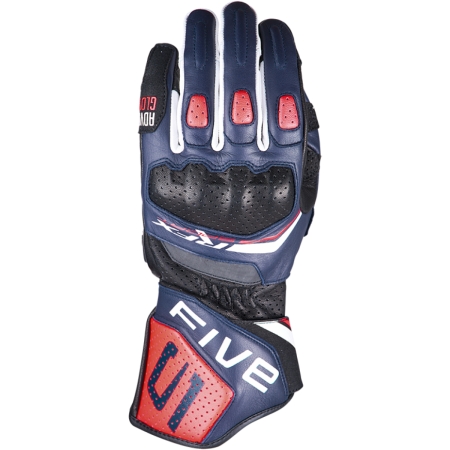 Gants Five RFX Sport Evo Bleu Tempête Rouge Fluo Blanc