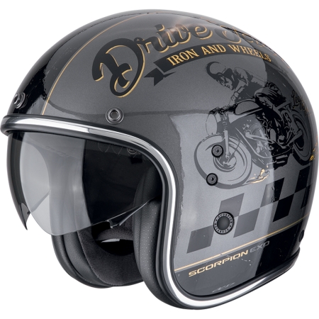 Casque Scorpion Belfast Evo Drive Fast Argent Noir Or